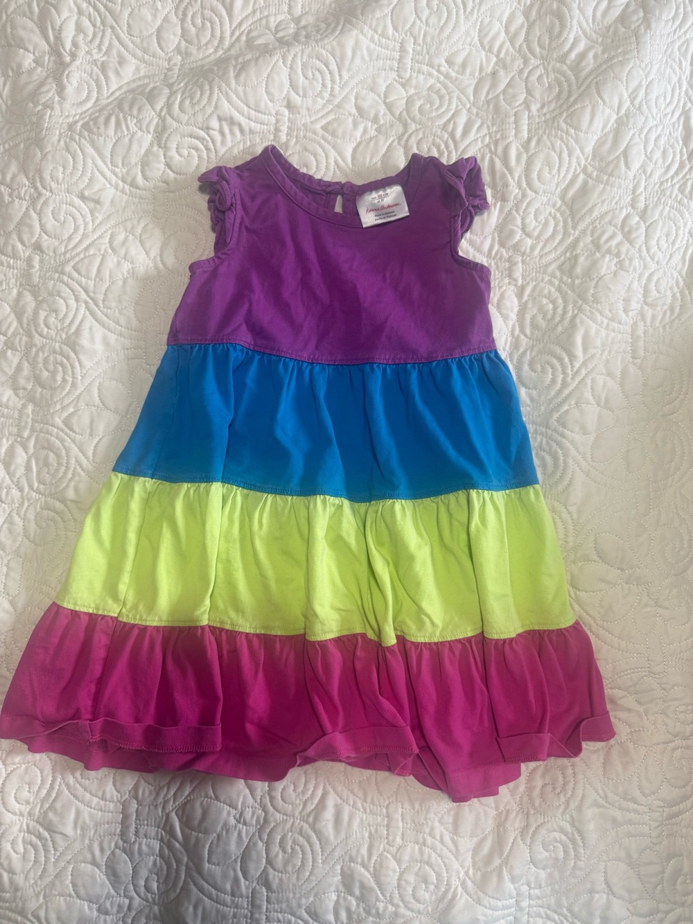 Hanna Andersson Color block 3T dress Tiered Purple, royal Blue, Lime, magenta